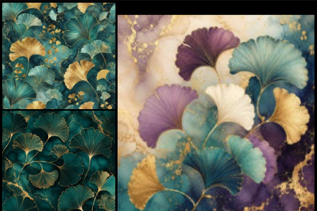Luxury Teal & Gold Ginkgo Botanical, a Texture Graphic by Printable Design Store (Photo 3 of 4)