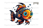 Watercolor Cute Little Fish Clipart, an Object Graphic by Negarin Digital Art (Thumbnail 2 of 11)