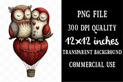 Whimsical Valentines Owls Clipart, an Illustration by Designking (Thumbnail 4 of 5)