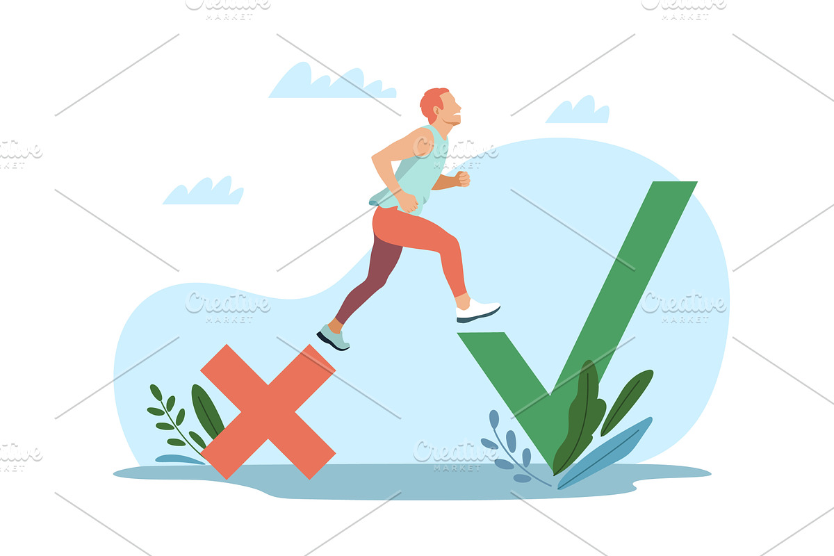 Learning from mistakes. Moving, a Finance Illustration by YummyBuum