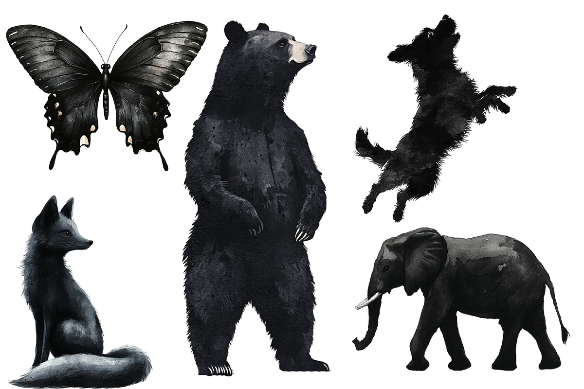 Animal Silhouettes Clipart, an Illustration by Designworld (Photo 2 of 9)
