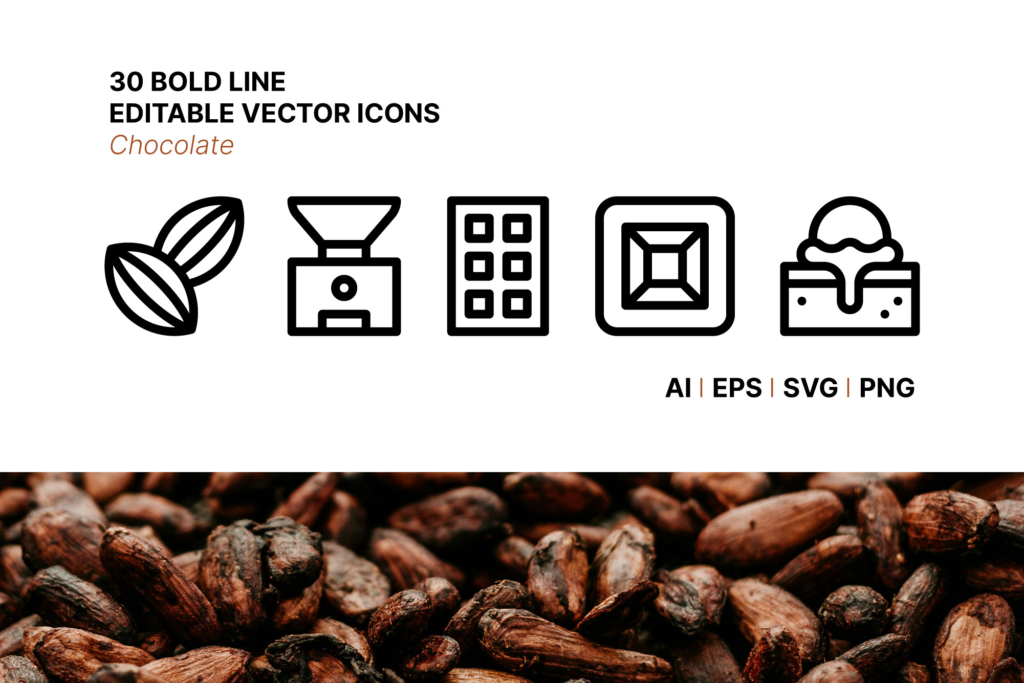 30 Chocolate Icons, an Outline Icon by Side Project