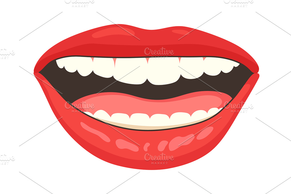 Red lip female. Woman expressed, an Illustration by the8monkey