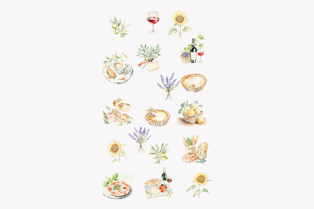 Tuscan clipart Italian watercolor, a Decorative Illustration by Patishop Art (Photo 10 of 11)