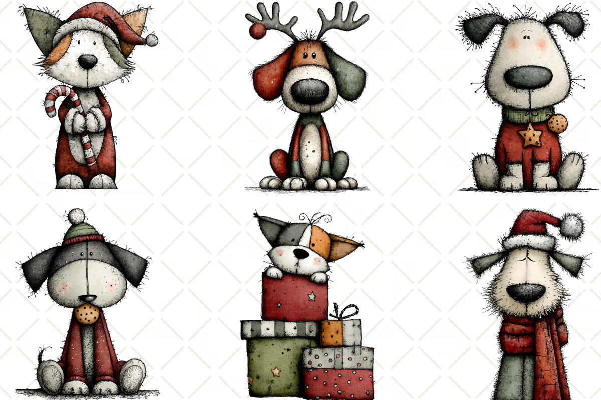 Watercolor Christmas Dogs Clipart, an Illustration by Black Bird Studio (Photo 2 of 6)