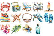 Watercolor Beach Coastal Clipart, an Illustration by Craft Nest (Thumbnail 3 of 4)