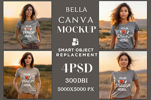 4 PSD Bella Canvas T-shirt Mockup