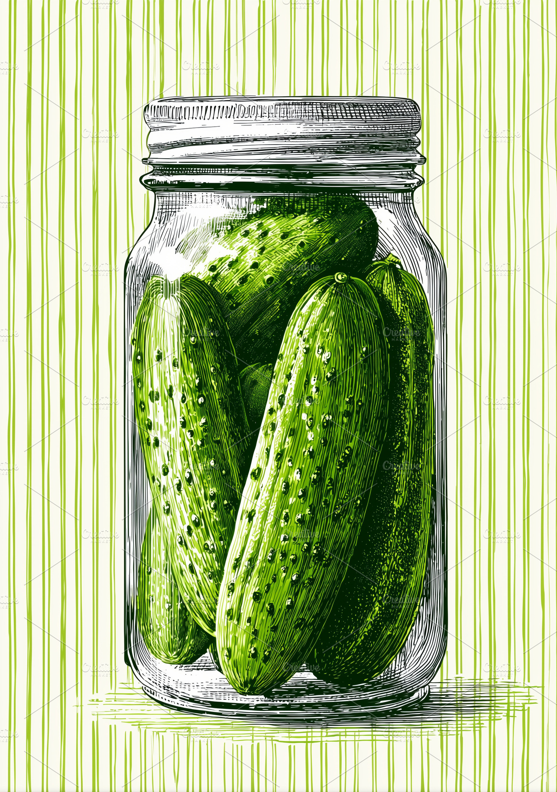 Pickled cucumbers in a glass jar, a Food & Drink Photo by MistyDay