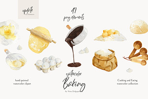 Baking. Watercolor Clipart, PNG