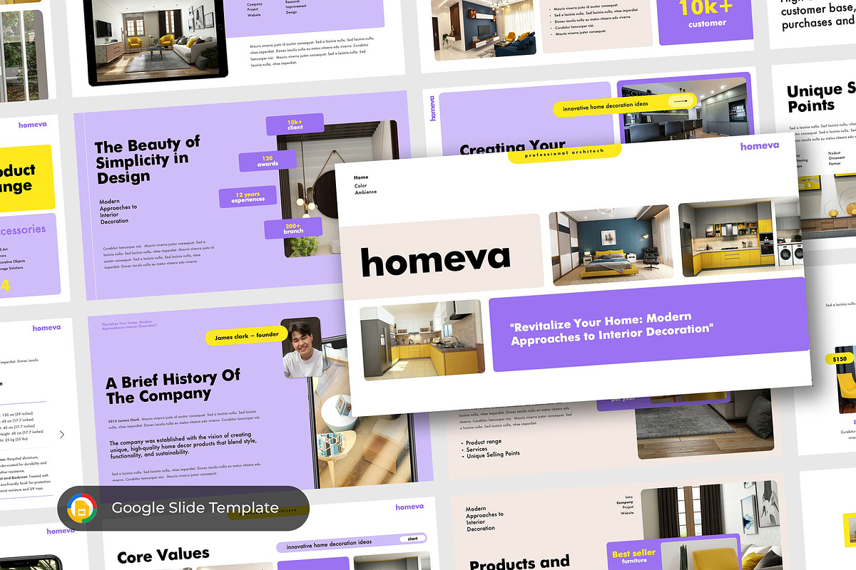 Homeva Product Catalog Google Slides, a Presentation Template by TMint Creative (Photo 1 of 5)