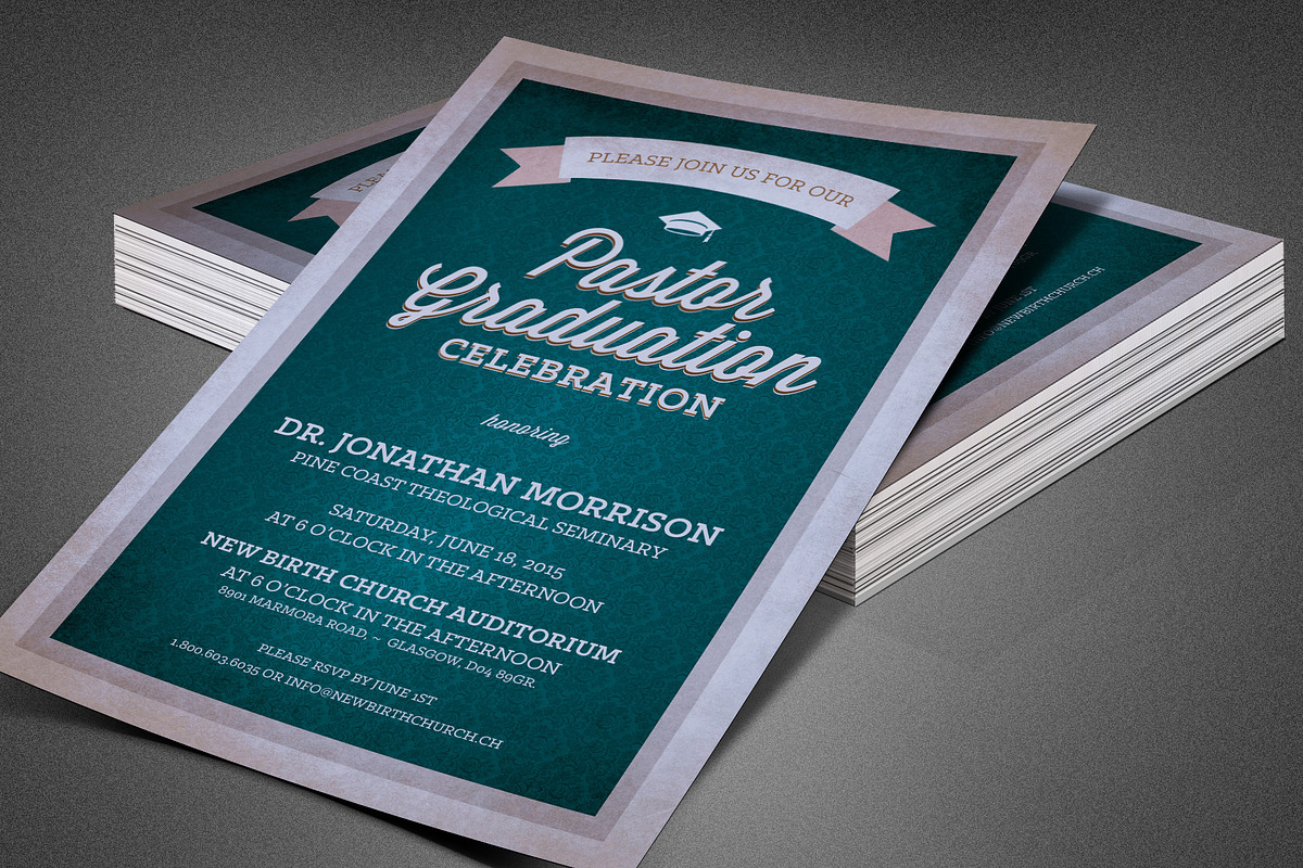 Pastor Graduation Celebration Flyer, a Flyer Template by loswl (Photo 2 of 6)