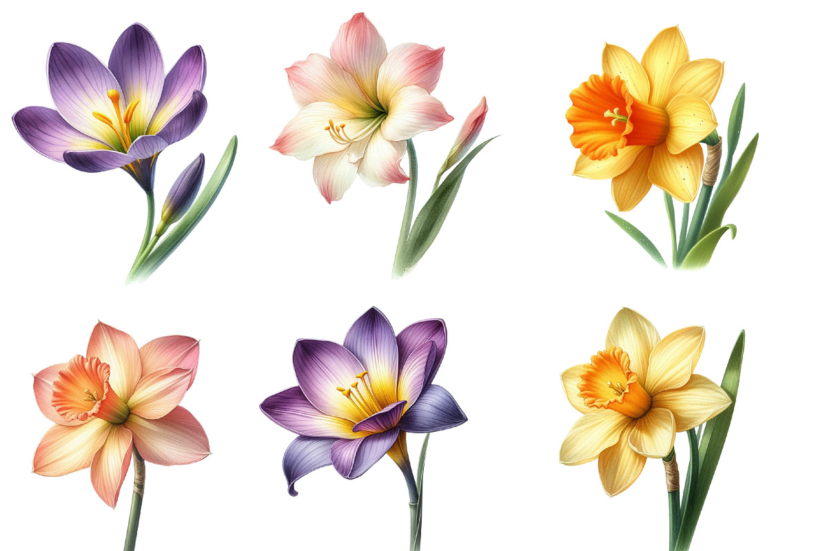 Whimsical Suisen flower spring Clip, an Illustration by Designworld (Photo 5 of 5)