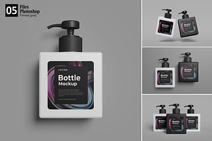 Square Pump Bottle Mockup, a Packaging Mockup by GraphicWindow