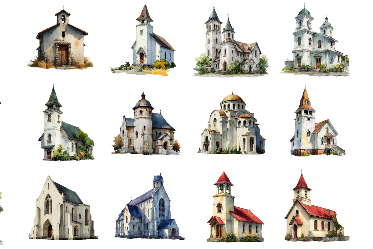 White Church Clipart, an Illustration by DreamArtGraphic (Photo 4 of 4)