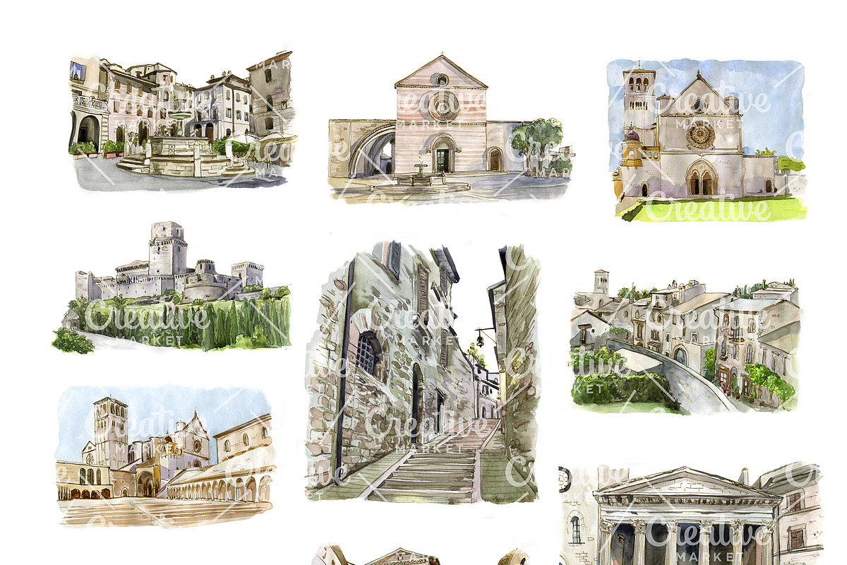 Assisi Travelling Set Watercolors, a Texture Illustration by Simple Design (Photo 2 of 3)