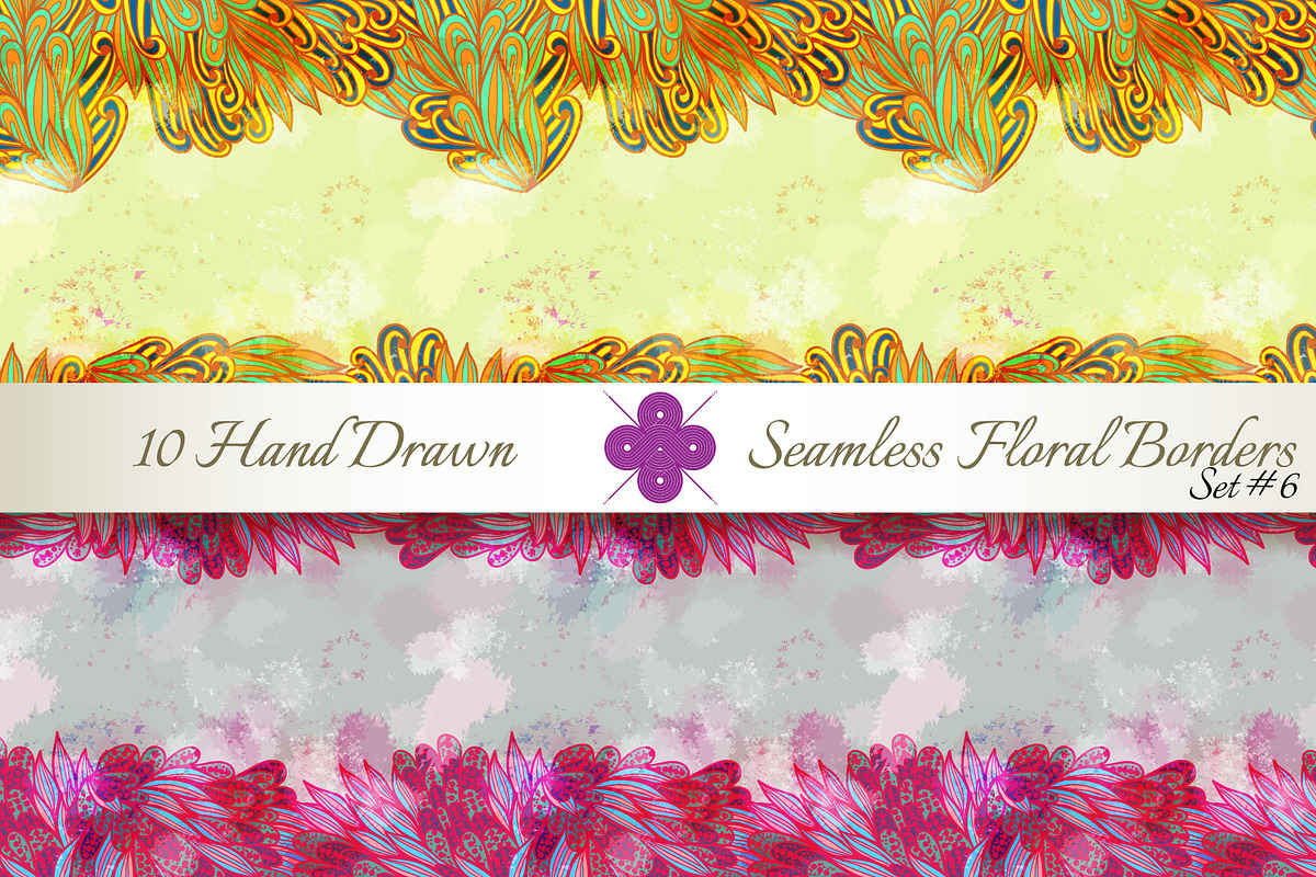 10 Floral Seamless Borders. Set#6 preview 5
