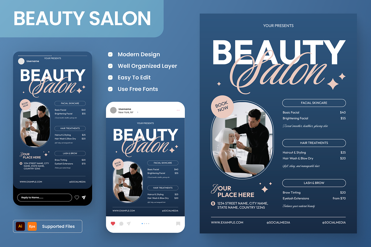 Beauty Salon Pricelist Flyer Set, a Flyer Template by Annora Studio (Photo 1 of 6)