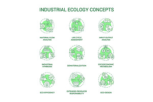 Industrial Ecology Concept Icons Set