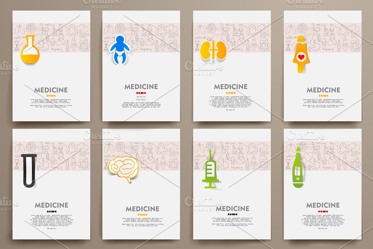 Medicine doodle templates., a Brochure Template by Palau
