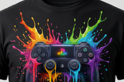 Rainbow Splash Game Controller, a Shirt Mockup by Vector Stall (Thumbnail 1 of 15)
