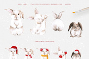 Christmas bunny - watercolor set, a Seasonal Illustration by LeriaArt watercolor (Thumbnail 6 of 9)