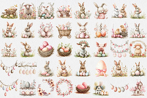 Watercolor Easter Clipart PNG Bundle