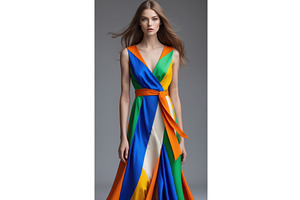 Elegant woman in a colorful, an Illustration by tilialucida