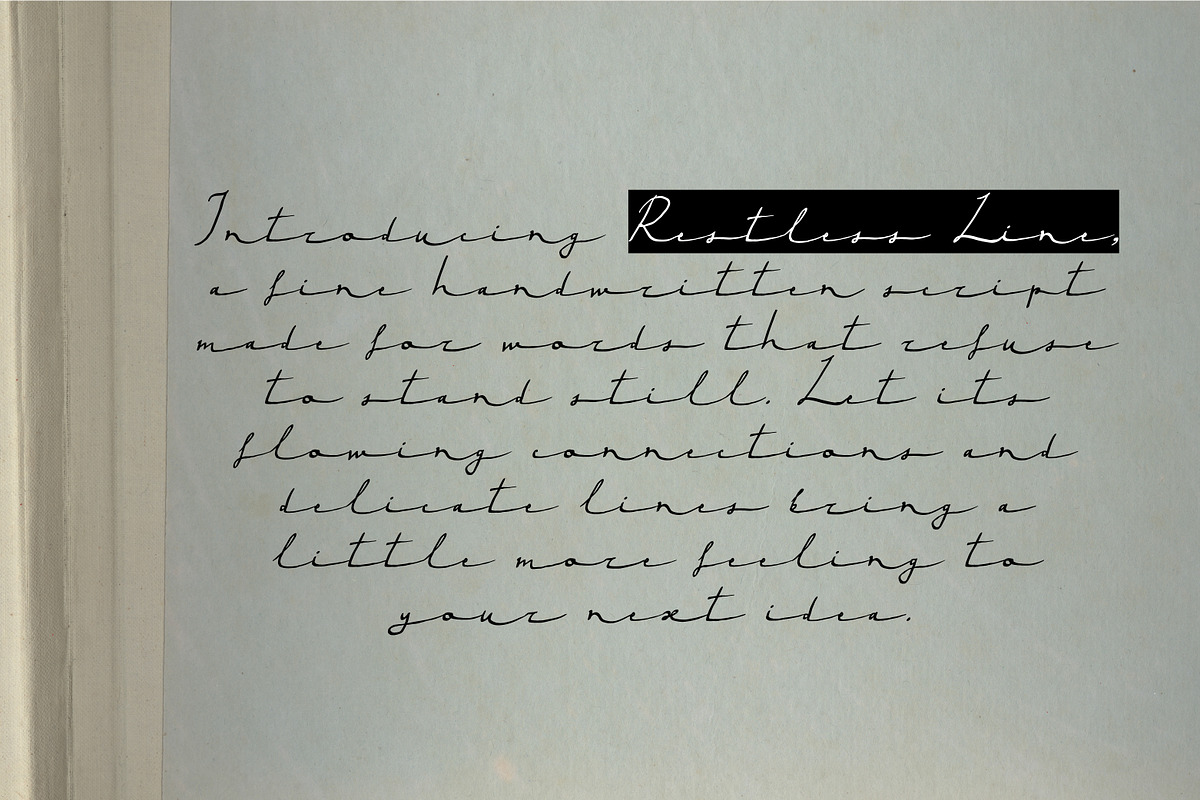 RestlessLine Fine Handwritten Script, a Script Font by Struvictory.art (Photo 2 of 9)