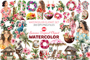 Watercolor Summer Tropical Clipart, an Illustration by Designworld (Thumbnail 1 of 5)