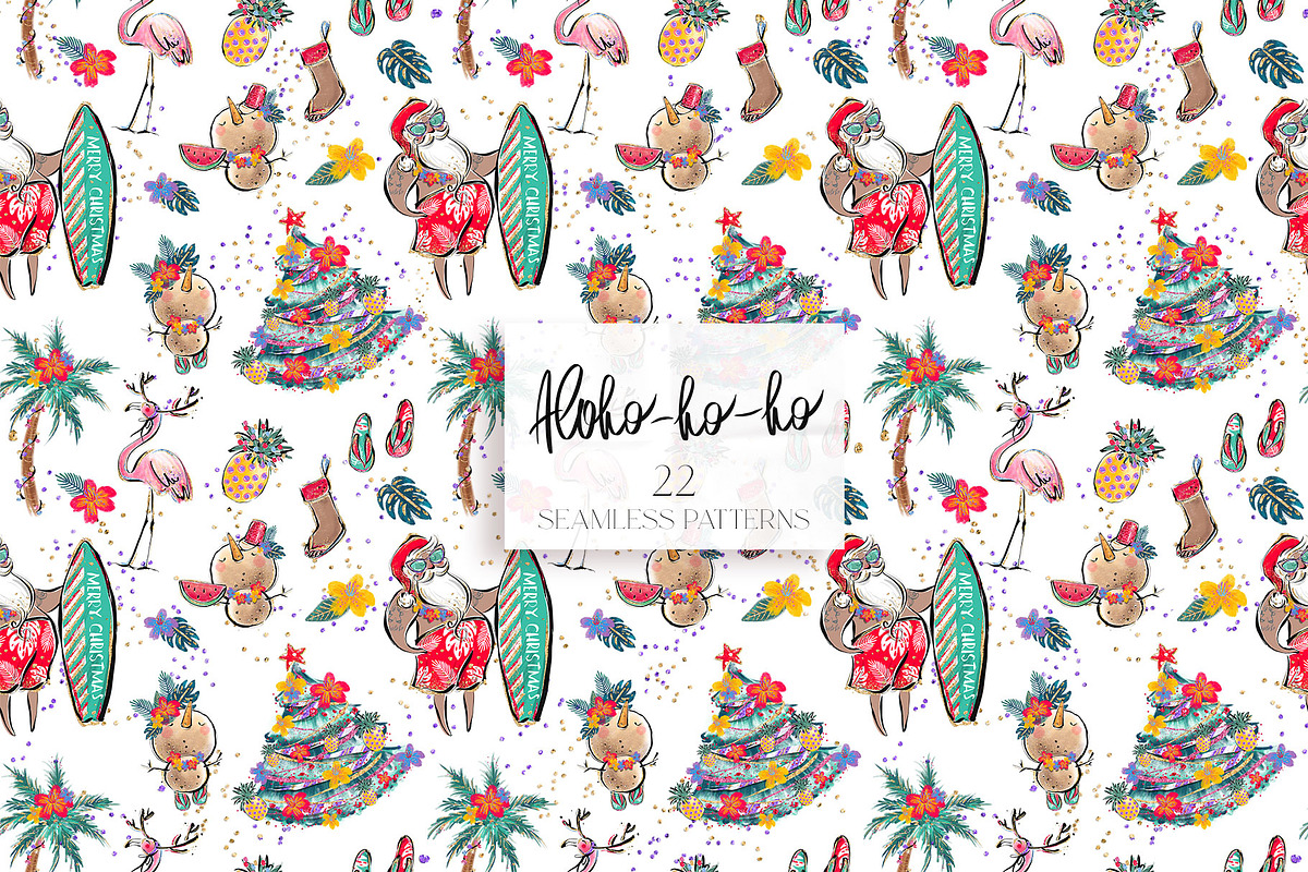 Tropical Santa Christmas Patterns, a Pattern Graphic by KaramfilaS (Photo 15 of 28)