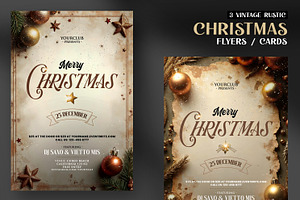 Merry Christmas - 3 Vintage Flyers, a Flyer Template by PixelsDesign