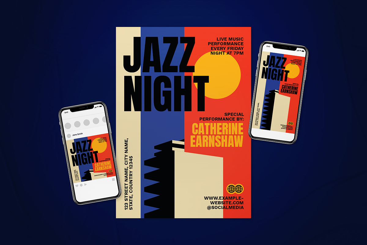 Jazz Night Music Event Flyer Set, a Flyer Template by The Good Store (Photo 1 of 2)