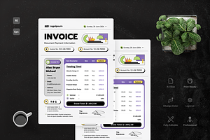 Cube Mauve Plain Invoice, a Print Template by Annora Studio