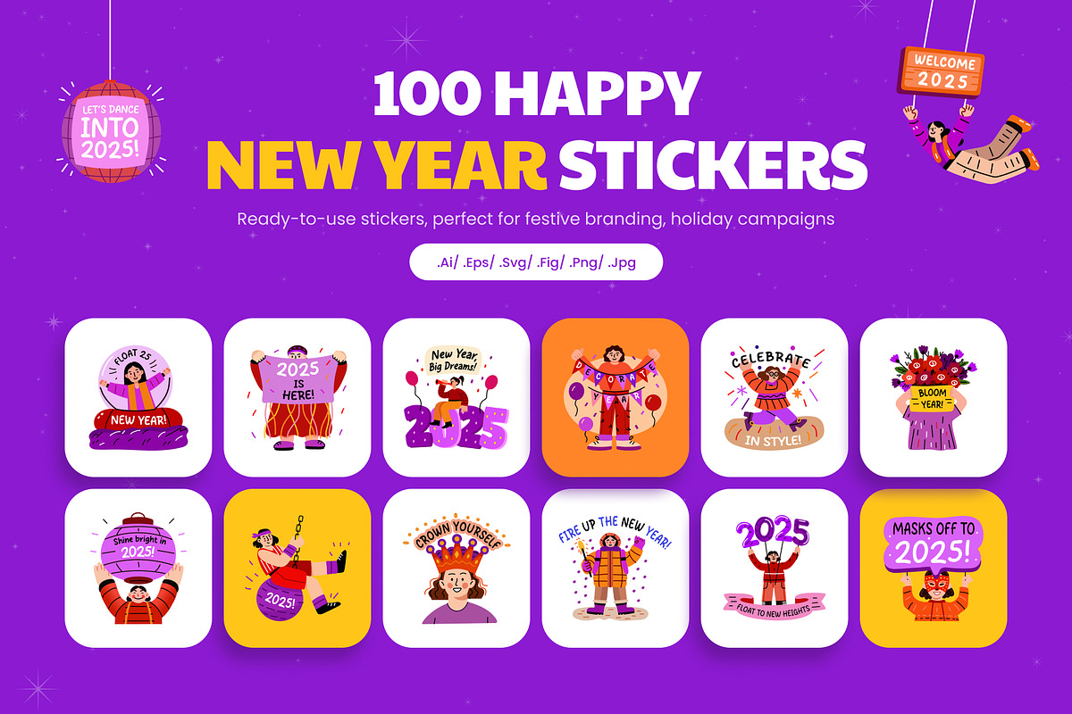 New Year Stickers Collection, an Emoji Icon by Creative Stall (Photo 1 of 9)