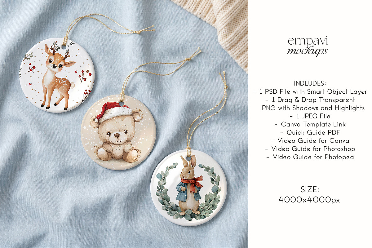 Ceramic Ornament Mockup Set of 3, a Household Mockup by EmpaviMockups (Photo 5 of 5)