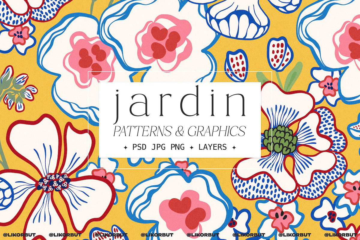 Mediterranean Bold Flower Pattern, a Pattern Graphic by likorbut (Photo 1 of 13)