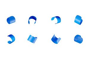 Set of eight blue ribbon shapes, an Illustration by Abscent