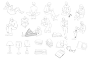 Book Lovers | Vector Line Drawings, a Person Illustration by teenyweenyday (Thumbnail 2 of 4)