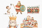David and Goliath watercolor clipart, an Education Illustration by Invite to Clipart (Thumbnail 2 of 6)