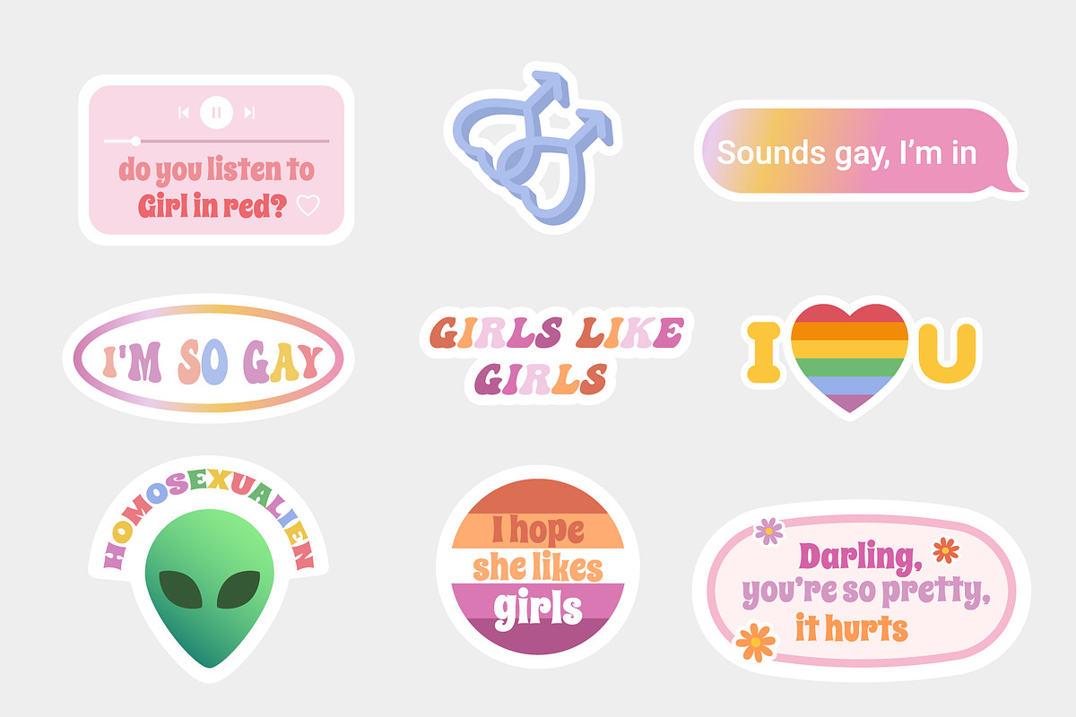 Pride Gay LGBTQ sticker pack vector, an Object Graphic by yabluko_draws (Photo 3 of 5)