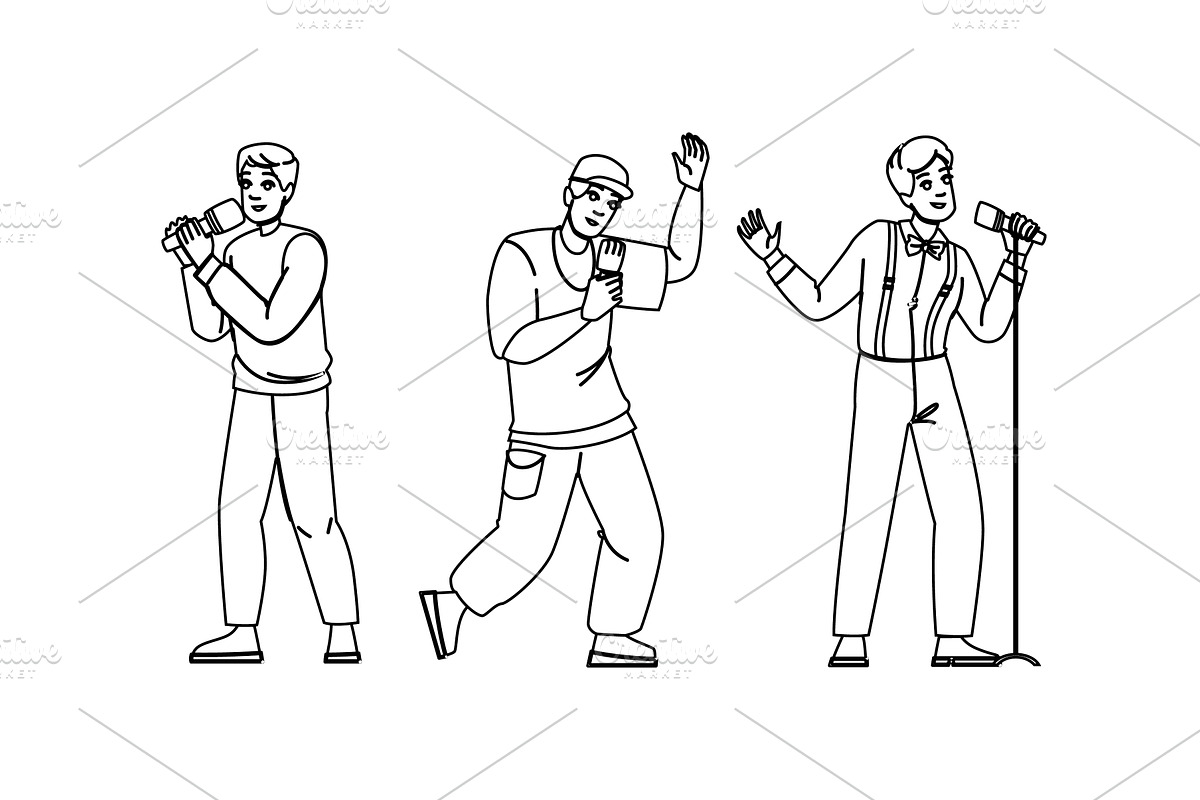 sing singer man vector, a Person Illustration by pikepicture
