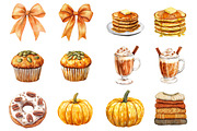 Watercolor Pumpkin Patch Clipart, a Seasonal Illustration by CitraGraphics (Thumbnail 3 of 7)