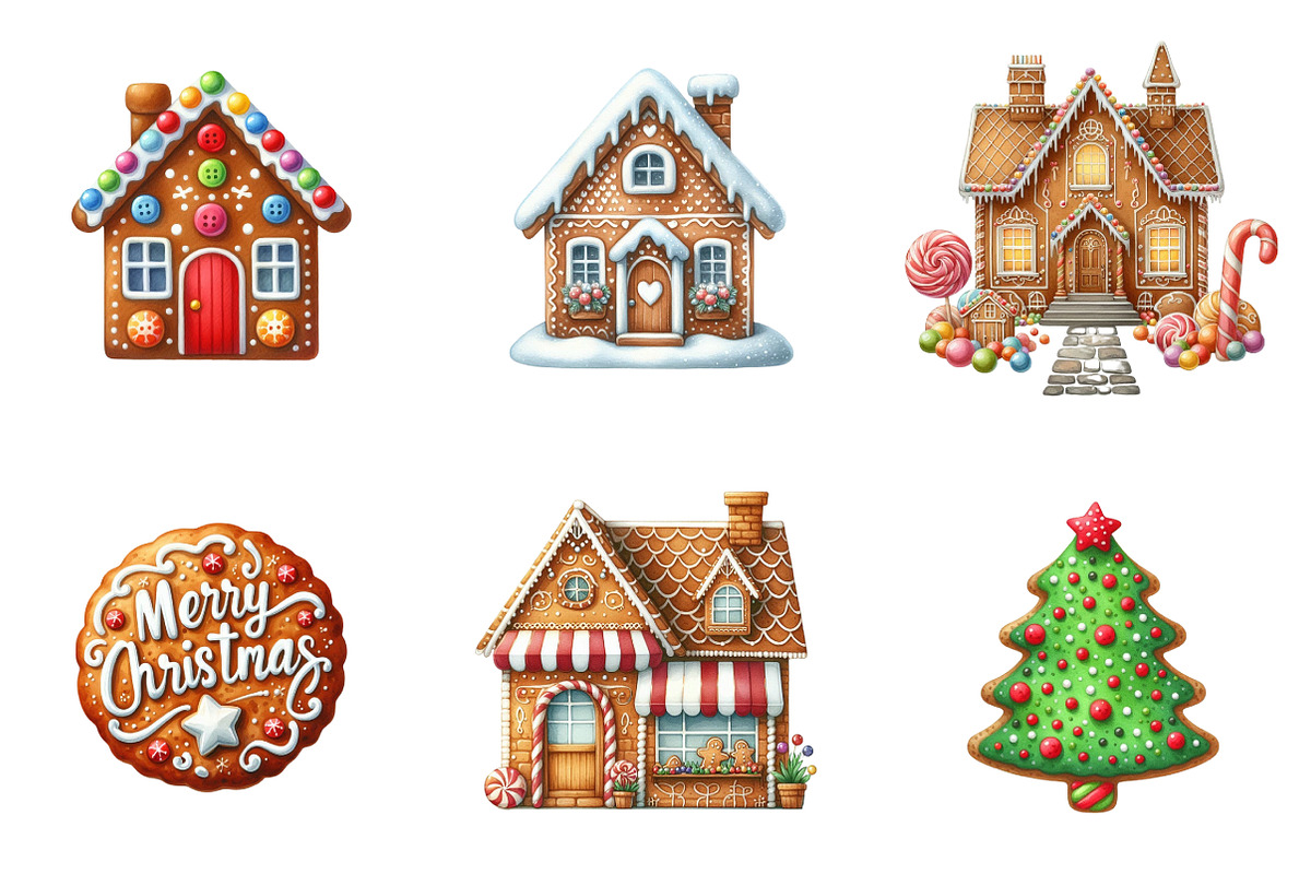 Gingerbread Houses Clipart, an Illustration by SinaCreation (Photo 5 of 7)