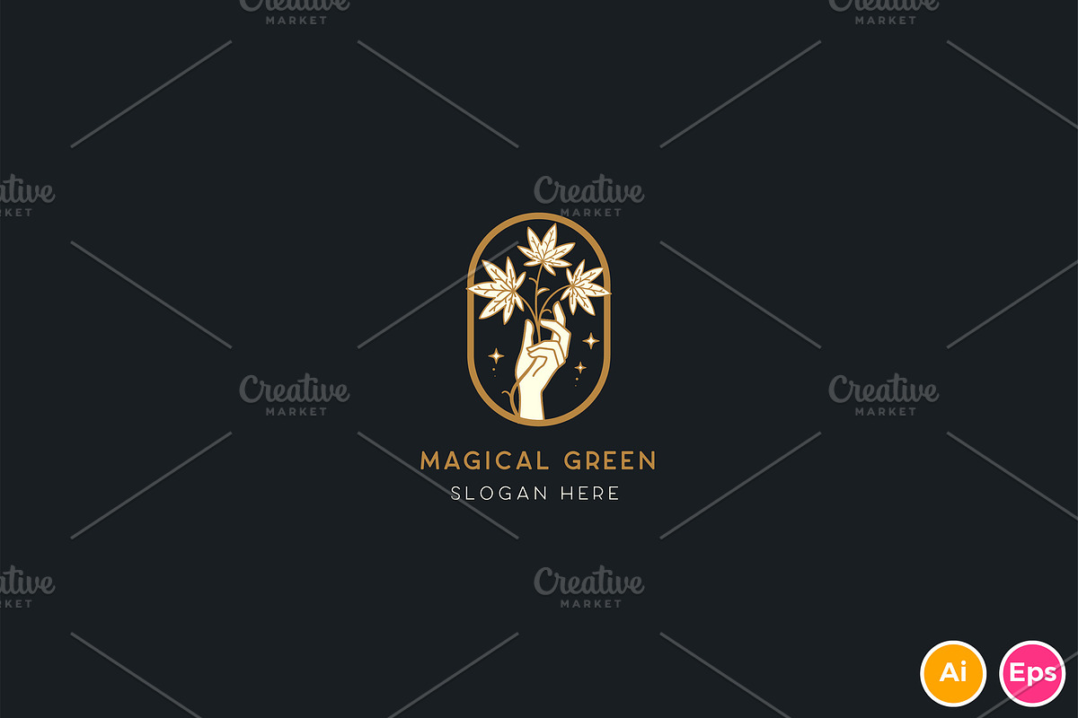 Magical Green Cannabis Logo Template, a Branding & Logo Template by CCS Type (Photo 1 of 3)