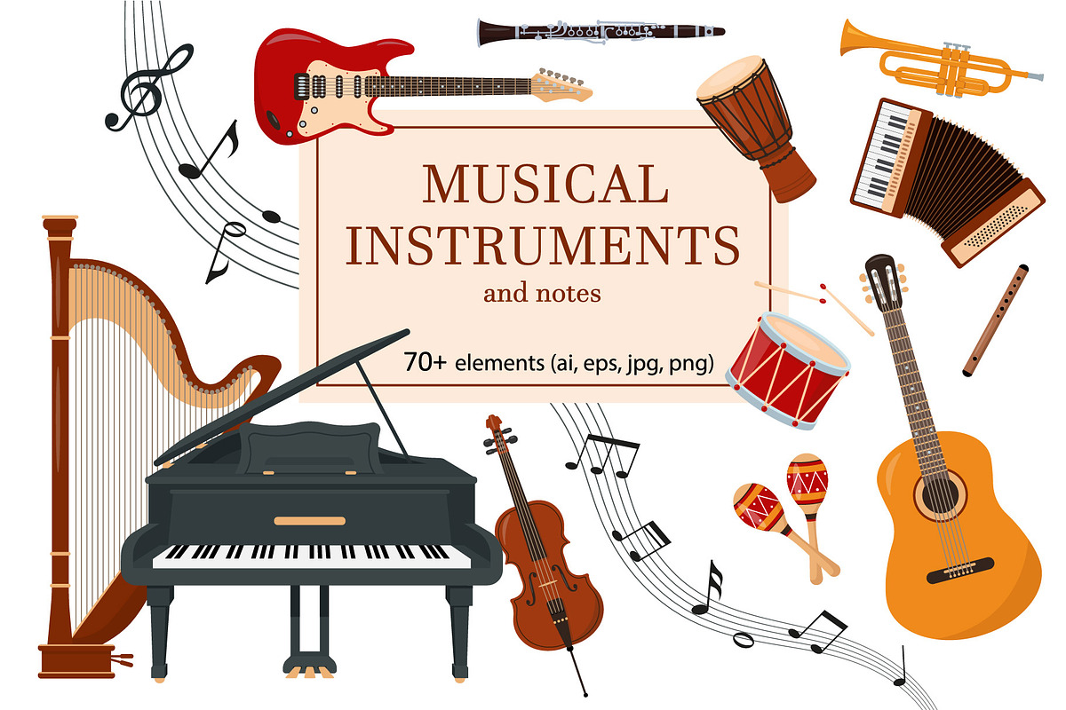 Musical instruments and notes, an Object Graphic by Elena Istomina (Photo 1 of 10)