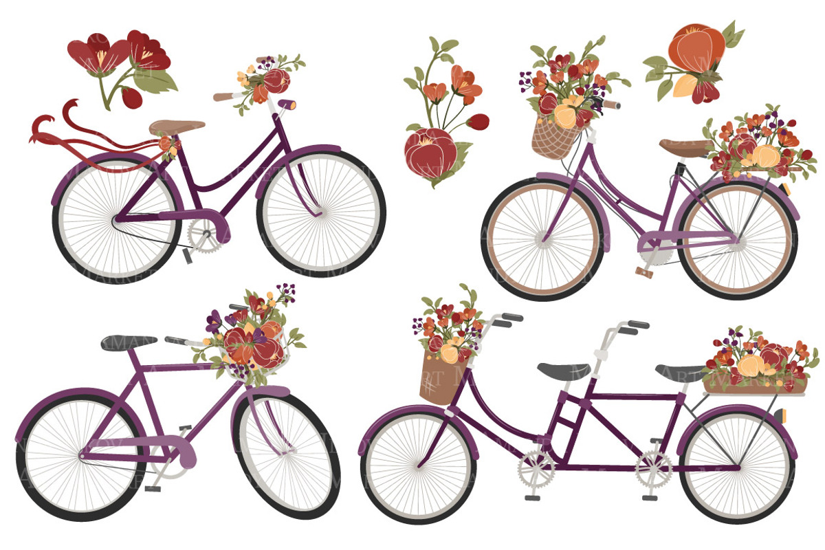 Autumn Floral Bicycle Vectors, an Illustration by Amanda Ilkov (Photo 4 of 5)