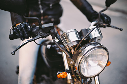 Old motorbike stock photo containing biker and riding, a Transportation Photo by Julia Brenner