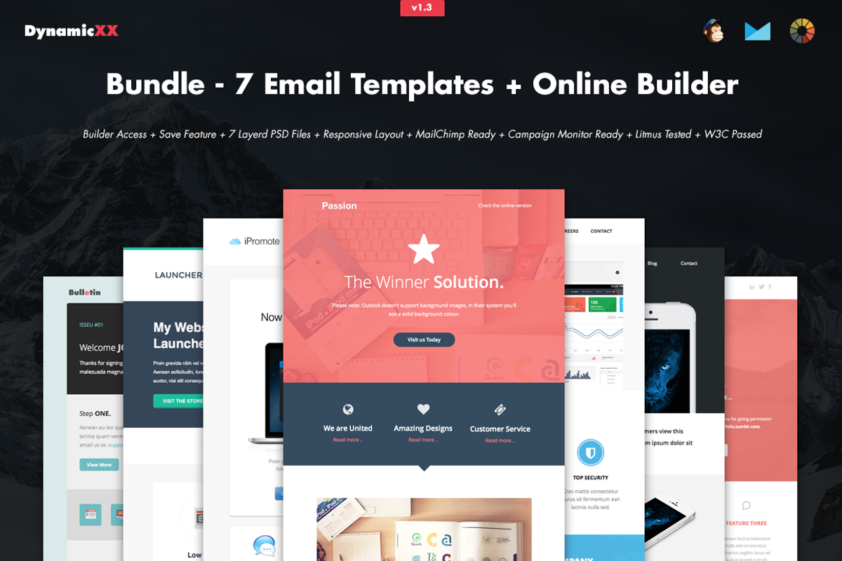 Bundle - 7 Email Templates + Builder, an Email Template by DynamicXX (Photo 1 of 5)