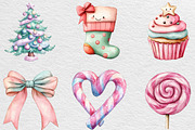 Kawaii Pink Mint Christmas Clipart, an Illustration by Black Bird Studio (Thumbnail 5 of 6)