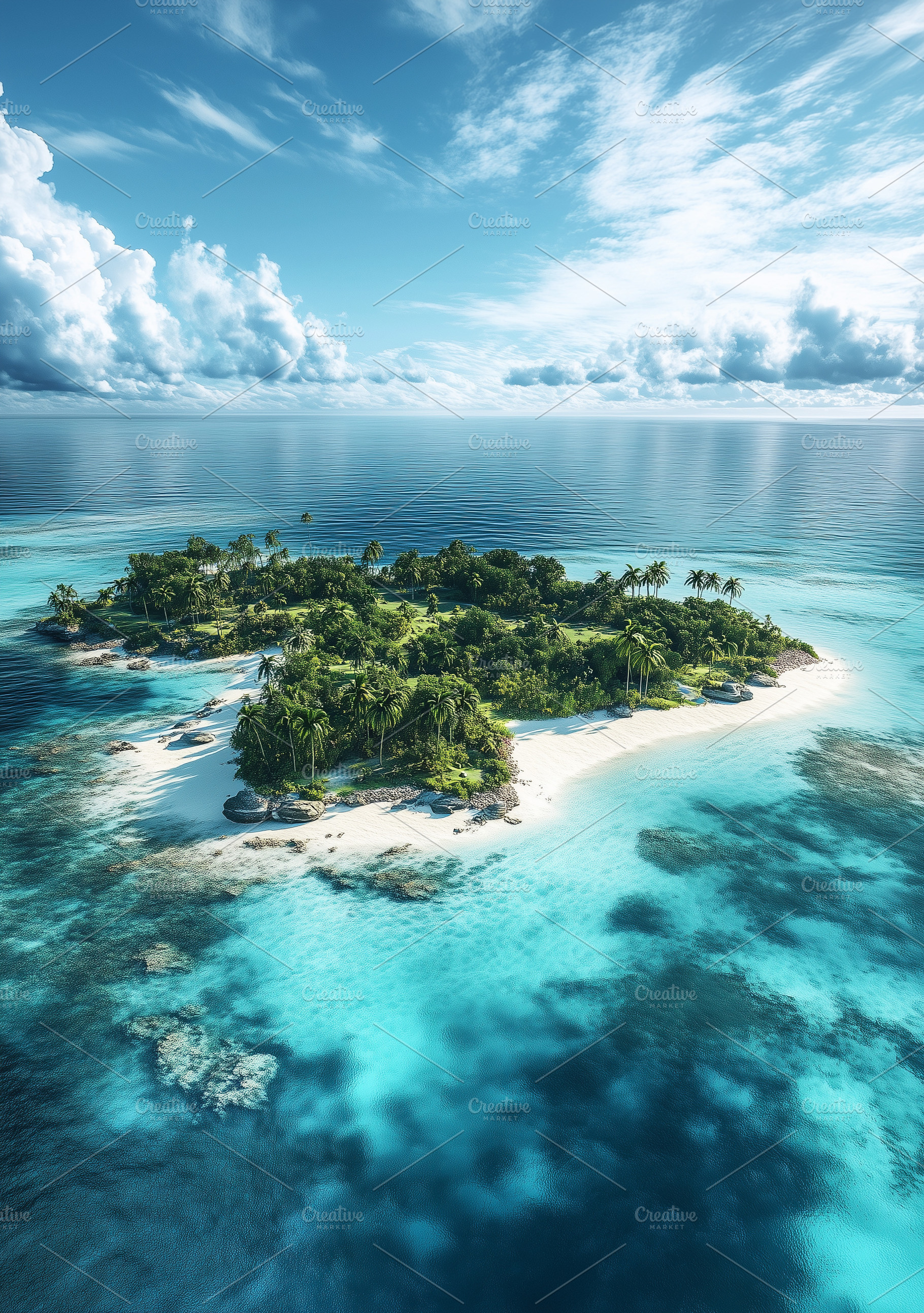 Aerial view on tropical island with, a Nature Photo by MistyDay